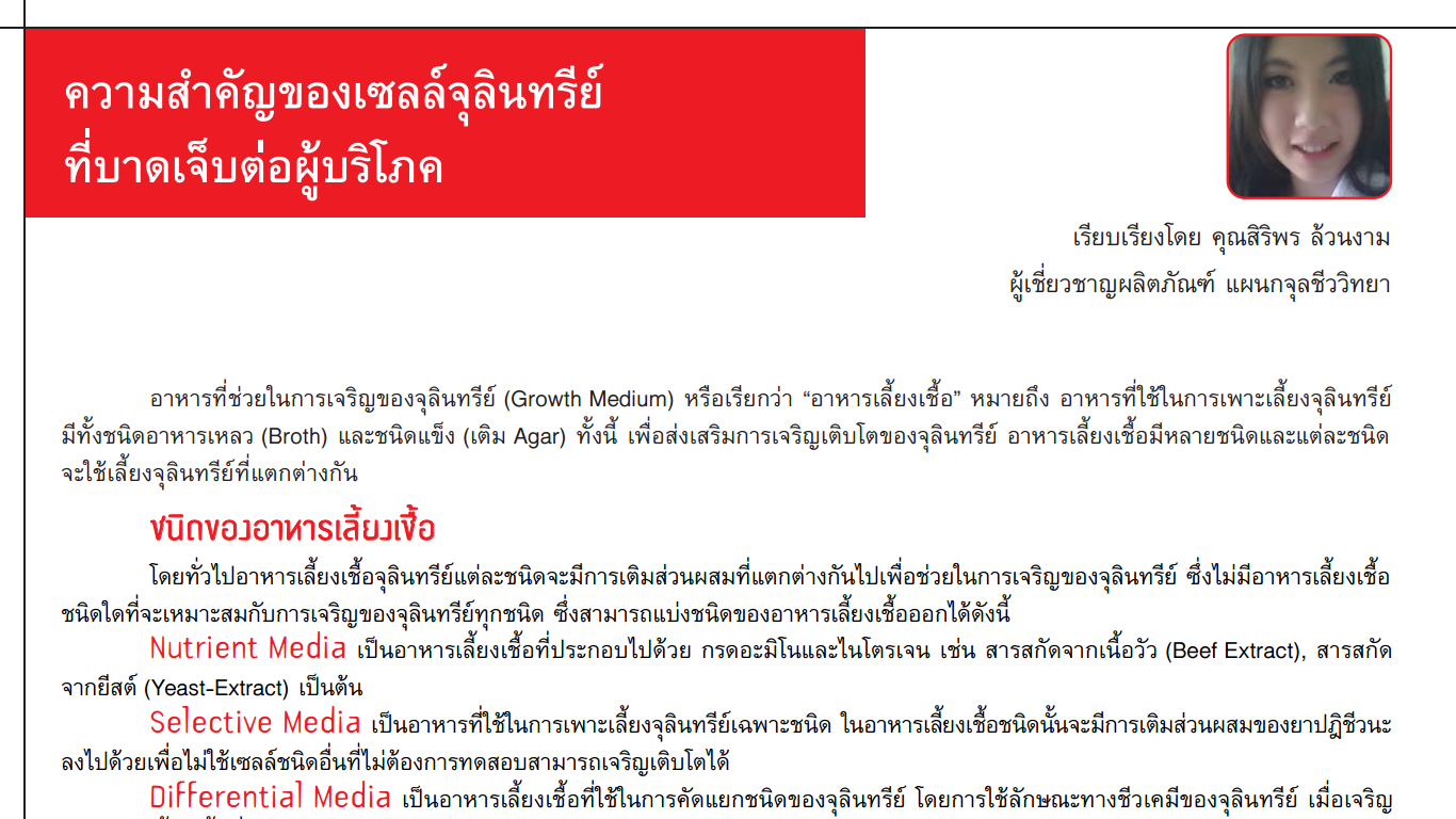 ข่าวสารประชาสัมพันธ์ sv.hatyai ความสำคัญของเซลล์จุลินทรีย์ที่บาดเจ็บต่อผู้บริโภค